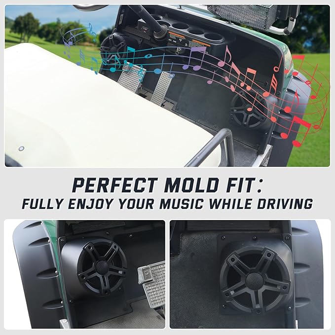 6.5" Under Dash Kick Speaker Pod Brackets for Yamaha G14 G16 G19 G20 G22 Golf Cart Accessories, Front Kick Loudspeaker Mount Support for Yamaha G14-G22 Standard Golf Cart, 6.5" Speaker Devices 2PCS