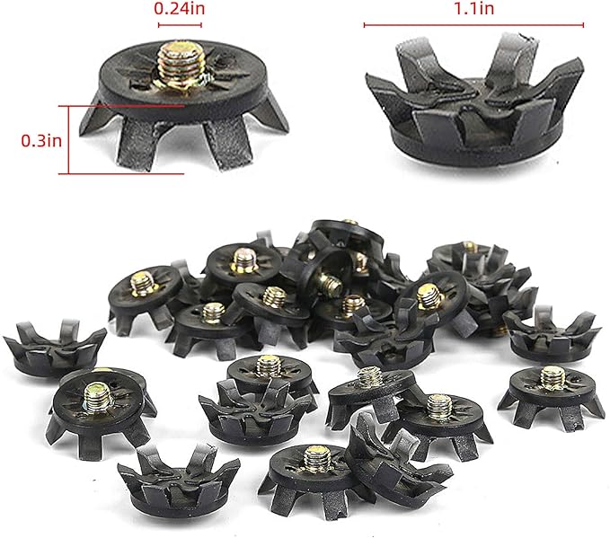 Golf Spikes Set, Includes 31 Pcs Soft Golf Cleats with Spike Wrench Tool, 6mm Dia Metal Thread Screw-in Replacement Spikes for Golf Lawn Cricket Sports Shoes