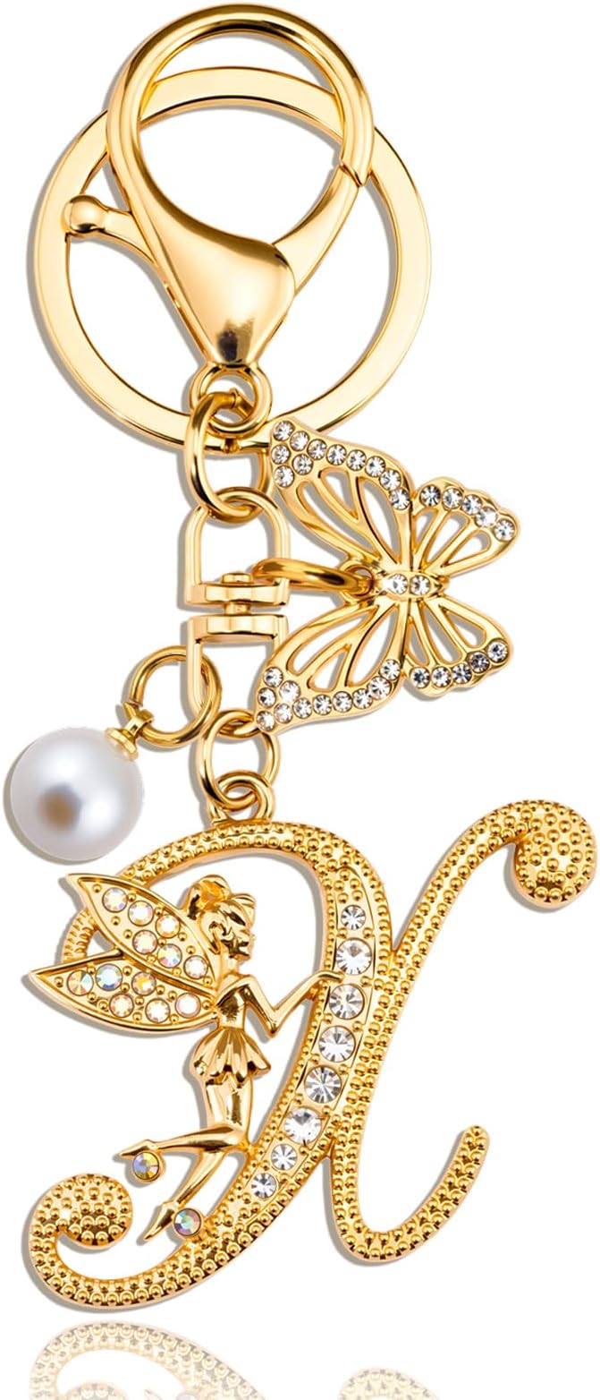 Initial Keychain Bag Charm Women Purse Charms for Handbags Accessories Charm for Wallet Butterfly Pendant for Girls