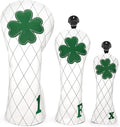 Golf Club Headcover Live Lucky 3 Wood Headcover Magnetic Closure Elegant Embroidery Premium Leather Driver Covers Fairway Wood Covers Hybrid Headcover Shamrock Golf Head Covers