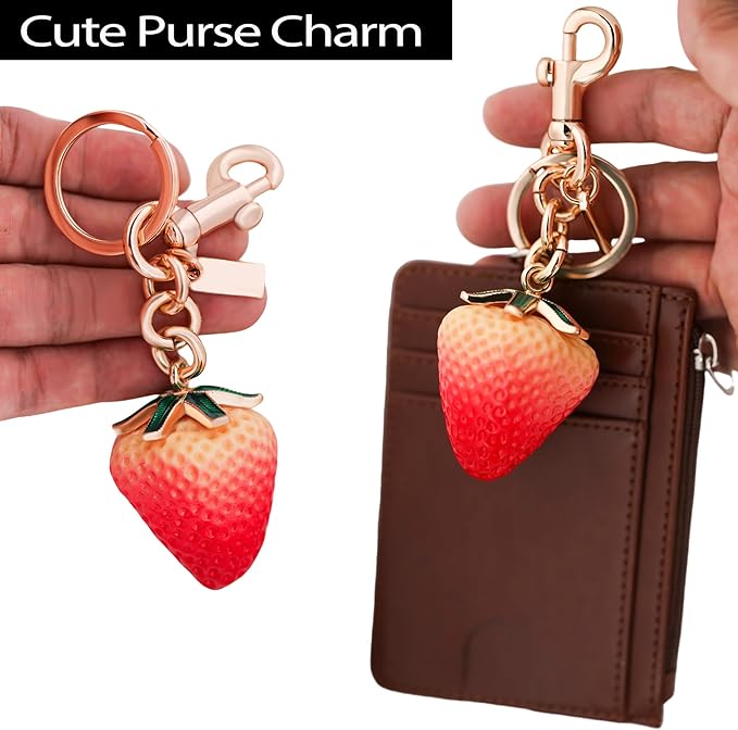 Cherry Bag Charm, Cute Strawberry Fruit Bags Charm Purse Charms Keychain Women Bag for Handbag