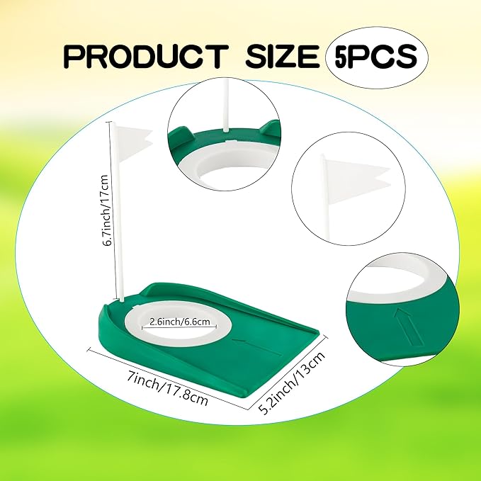 5 Pack Golf Putting Cup with Flag - Plastic Golf Putting Hole Training Aids for Indoor Outdoor Office Garage Backyard Practice