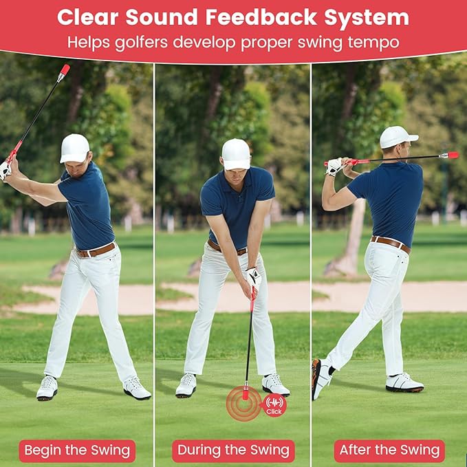 Tangkula Golf Swing Trainer, Click Stick Swing Training Aid for Speed, Flexibility, Balance, Tempo & Strength, Golf Swing Rhythm Correction with Click Sound, Weight Golf Warm-up Practice Tool
