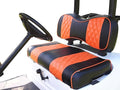 Huskey Golf Cart Front Rear Seat Covers for Club Car DS 2000.5-UP Models, Custom Fit, Black/Orange Diamond Stitching, Marine Grade Vinyl Material, Staple on