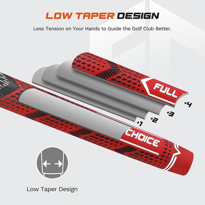 Cross Corded Golf Grips 13 Pack, Low Taper Design, Choose from 13 Grips or 13 Grips with All Kits, 3 Sizes 5 Colors Options, Multi-compound Hybrid Golf Club Grips, CG01 Series