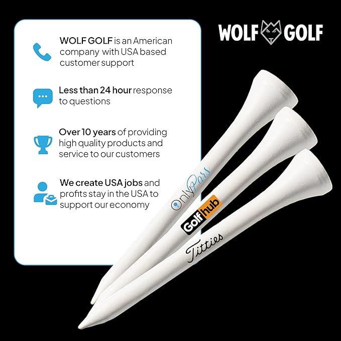 OnlyPars Golf Tees - Golf Hub Tees - Set of 36 Golf Tees - 3 Designs - Golf Tee Gift Set