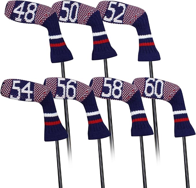 Scott Edward 1/7/10 Pcs Knitted Golf Club Head Covers for Irons Wedge Cuteness and Basically Socks Shape Washable Golf Club Head Protector on Pattern Style Double Sided Customized