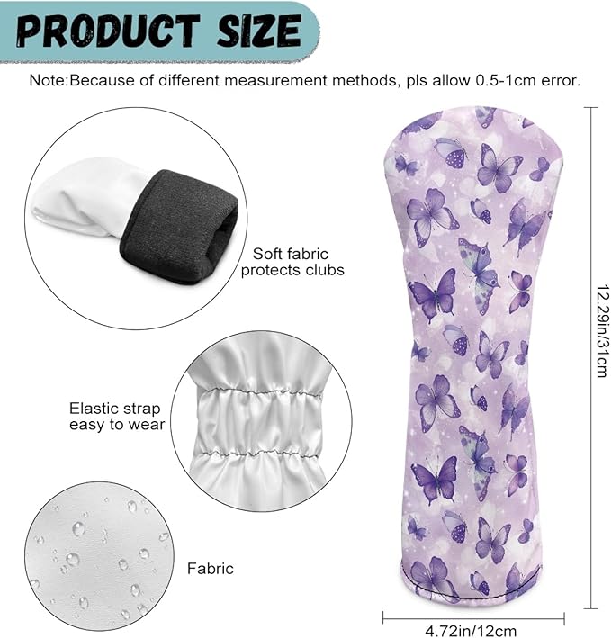 Golf Club Head Covers for Club Protective, Waterproof PU Leather Driver Fairway Wood Hybrid Head Cover