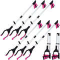 Ctosree 8 Pack 32" Trash Grabber Reacher Tool for Elderly, Foldable Litter Picker Upper, Lightweight Trash Pick up Stick, Long Handy Mobility Aids for Home Garden Arm Extension(Pink)