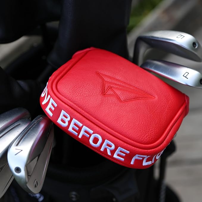 Golf Club Covers, Leather Driver Headcover, Fairway Wood, 3 Wood, Hybrid, Fits Mallet Blade Putter Head Covers, Alignment Stick Cover, Headcovers Set