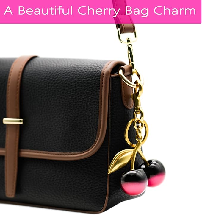 Cherry Bag Charm Purse Handbag Charm Cherry Car Accessories KeyChain Gift for Women Mothers Day Christmas Valentine