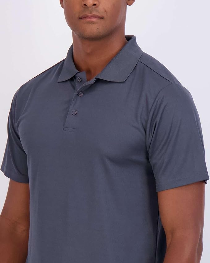 Real Essentials 3 Pack: Men's Quick-Dry Short Sleeve Athletic Performance Polo Shirt (Available in Big & Tall)