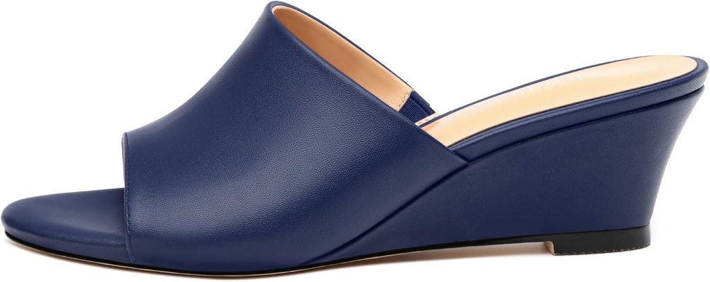 Wedge Sandals for Women Open Toe Wedge Heels Womens Matte High Heel Sandal Round Toe Heeled Wedge Sandals Slip on Casual shoes 2 inch