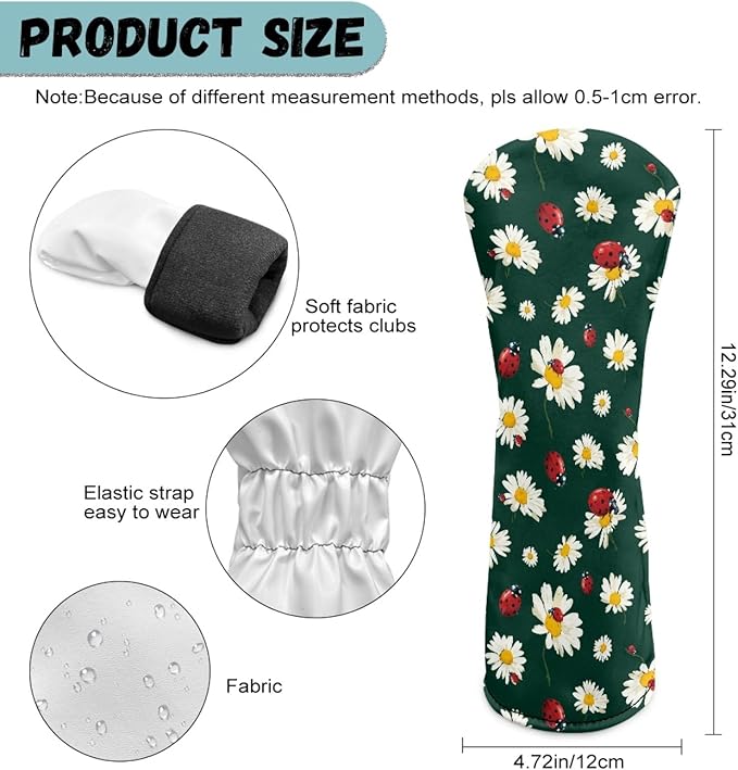 Golf Club Head Covers for Club Protective, Waterproof PU Leather Driver Fairway Wood Hybrid Head Cover