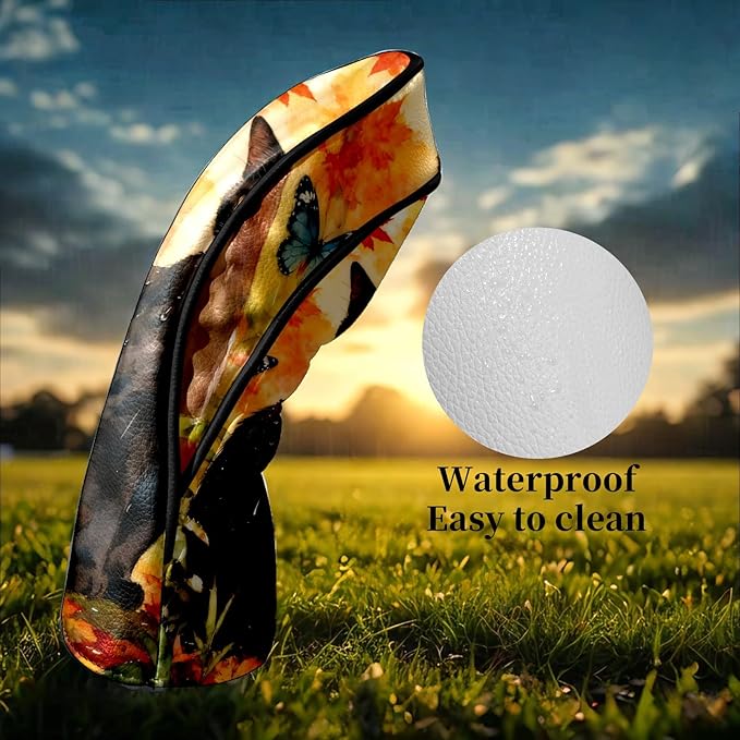 Golf Head Covers Leather Driver Headcover, Premium Golf Club Covers with Anti-Scratch Lining 1/3/5 Wood Head Covers for Golf Clubs for Women Men