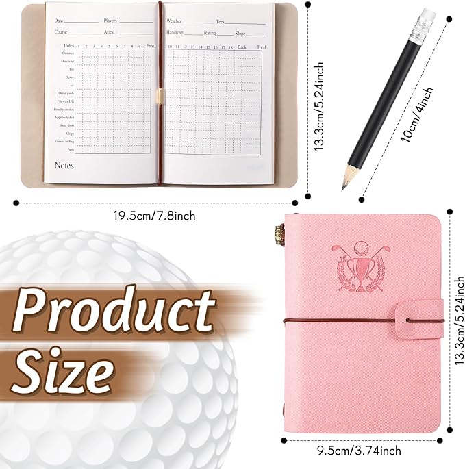 Yexiya Golf Scorecard Book with Pencil Leather Golf Journal Scorecard Holder Accessories Notebook Log Book Pocket Scorebook Gifts for Men Golfers, Sports and Outdoor Club Accessories