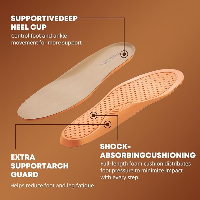 Shoe Inserts for Men and Womem Sport Shoe Insoles Memory Foam Insoles Excellent Shock Absorption and Cushioning for Feet Relief, Comfortable Insoles for All Day Energy in Running, Walking, and Work