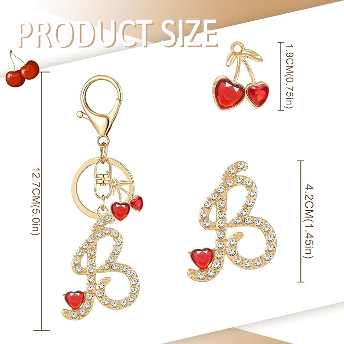Gold Plated Alphabet Initial Letter Keyring Keychain for Women Girls Crystal Key Chains for Wallet Backpack Bag Charm