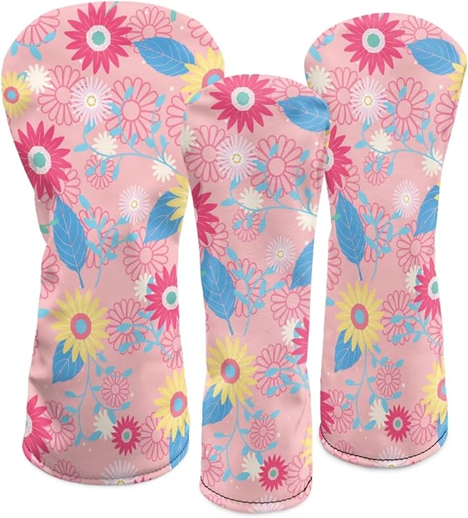 Golf Club Head Covers for Club Protective, Waterproof PU Leather Driver Fairway Wood Hybrid Head Cover
