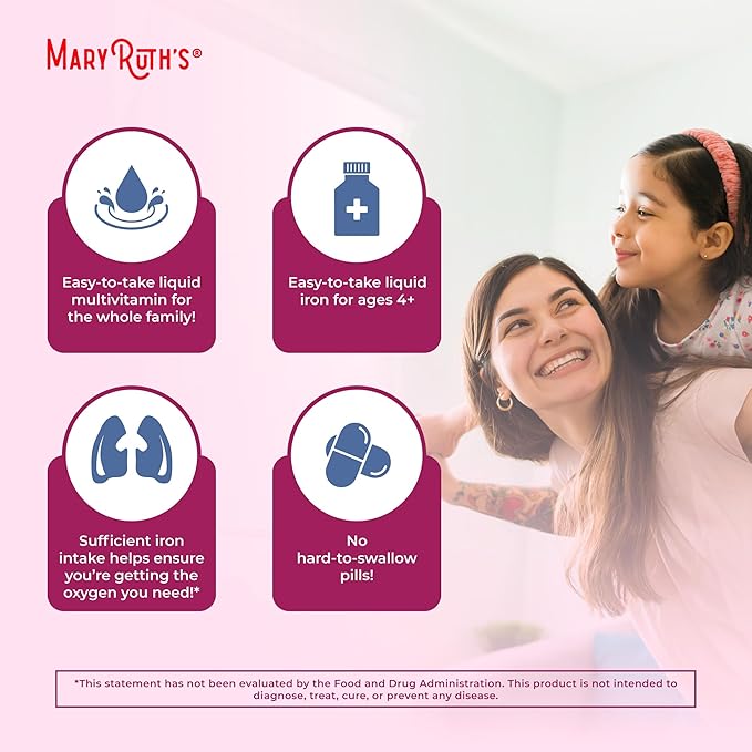 Iron Supplement for Women Men & Kids | Liquid Iron Supplement for Women Men & Kids | Iron for Healthy Blood & Oxygen | Ages 4 & Up | Sugar Free | Vegan | Non-GMO | Gluten Free | 16 Fl Oz