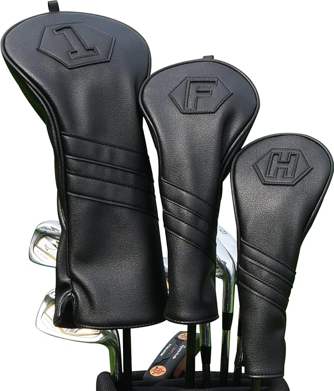 Golf Club Head Covers for Woods and Drivers, Premium Golf Headcovers Set Fit Most Clubs Simple Striped 1PC or 3PCS, Customizable