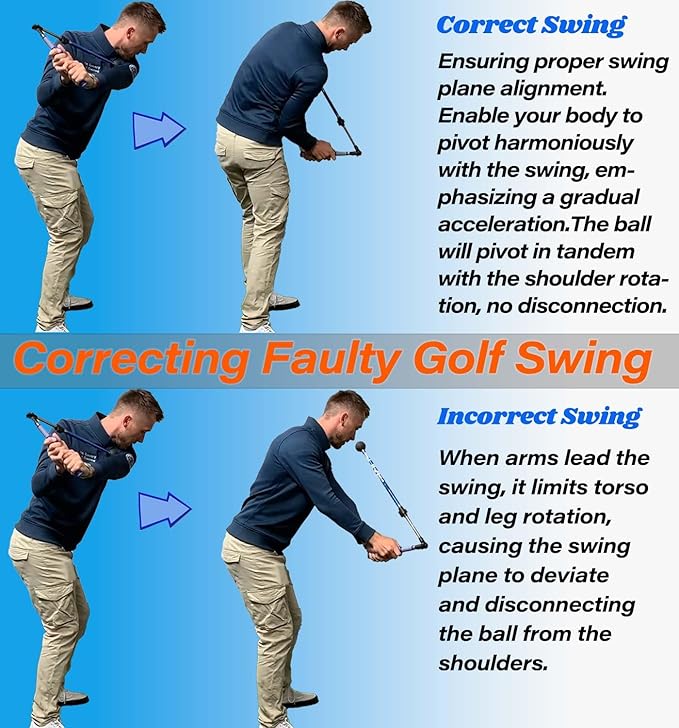 Golf Swing Trainer aid - Golf Training aid to Improve Hinge, Forearm Rotation, Shoulder turna and Grip.Portable Collapsible Swing Trainer Equipped with Golf Grip Trainer