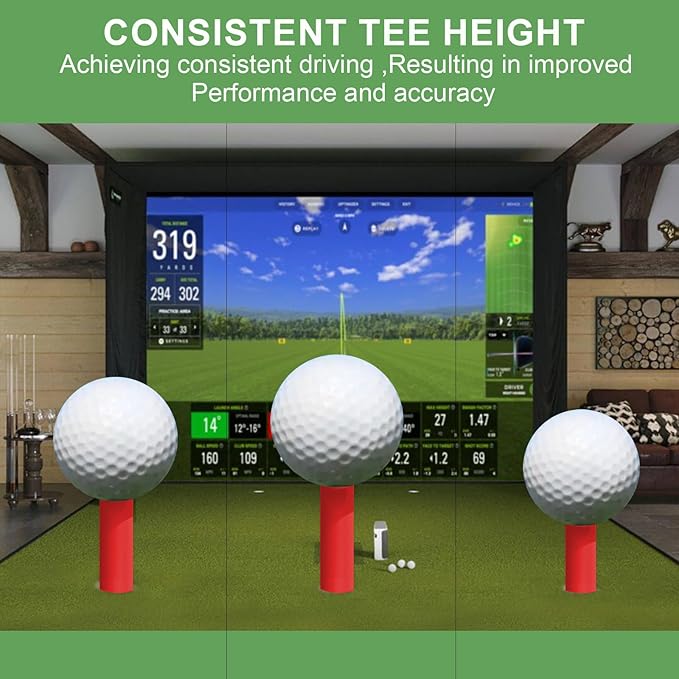 Rubber Golf Tees for Mats & Indoor Golf Simulators - 8 Pack Mixed Size for Driving Range & Indoor and Outdoor Golf Hitting Mats (US Sizes, 8 Sizes)