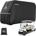 KEMIMOTO 600D Waterproof Golf Cart Cover, Universal Heavy Duty Large 6-Seater Golf Cart Rain Cover with Storage Bag Compatible with EZGO Club Car 6/4+2 Passenger, Black