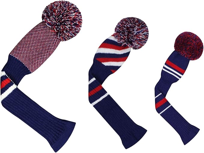 Scott Edward Knit Golf Head Covers for Woods Set of 3 Fits Well Driver(460cc) Fairway Wood and Hybrid(UT) The Perfect Change for Golf Bag