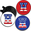 Wolf Golf Towels Golf Ball Marker Hat Clip | USA Monogram | 1 Magnetic Clip + 3 Ball Markers | Patriotic Golf Accessories for Men & Women
