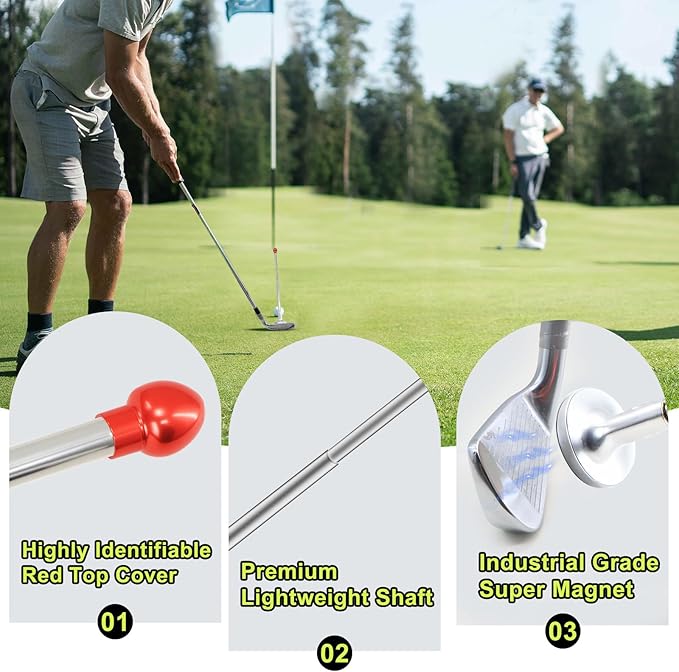 THE GOLFER STORE Golf Alignment Rods, Golf Club Alignment Stick Corrector Magnetic Golf Swing Trainer Aid Help Visualize and Align Your Golf Shot Length Adjustments