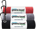 3 Pack Golf Towel Set for Golf Bags with Clip, Plush Microfiber Nap Fabric, 16x16, The Original, Multiple Colors (RED-Grey-Black)