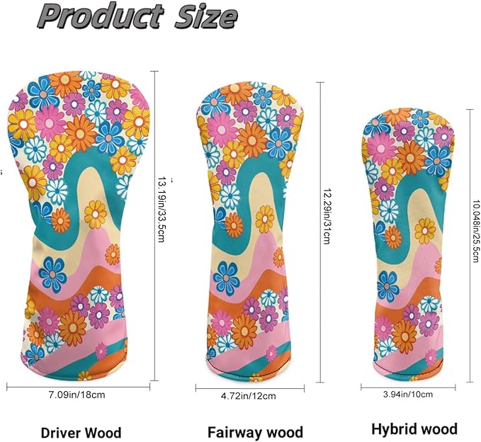 Golf Club Head Covers for Club Protective, Waterproof PU Leather Driver Fairway Wood Hybrid Head Cover