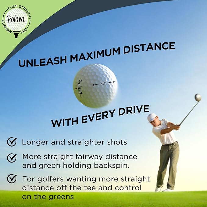 Polara Golf Self-Correcting Golf Balls – Soft Feel, Anti-Slice & Hook Correction, Exceeds USGA Limits, Dimple Pattern, High-Performance Balls for Men & Women