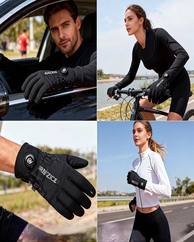 Men's Winter Gloves, Waterproof & Windproof -10°F Cycling Gloves for Women, Touch Screen Warm Gloves for Cycling Cold Weather, Driving Biking Running