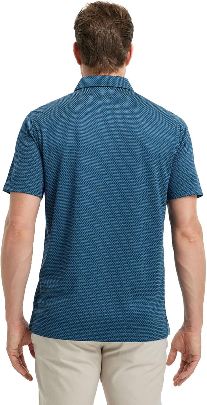 M MAELREG Golf Shirts for Men Moisture Wicking Jacquard Breathable Performance Dry Fit Collared Mens Polo Shirts Short Sleeve