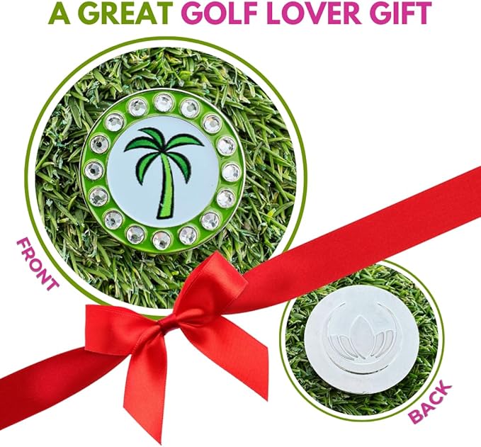 Bling Golf Ball Marker Hat Clip | Magnetic Ball Marker for Women | Stylish Golf Hat Clip Ball Marker for Female Golfers Fun Gift Idea with Strong Magnet for Hat, Visor, Golf Accessories