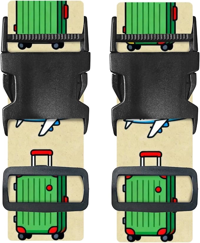 Nuxovilar Luggage Straps of 2 Set Sunglasses Airplane Suitcase Pattern, 1.96x90.5 inches - Luggage Straps for Suitcases, Perfect for Travel, Business Trips, Vacation