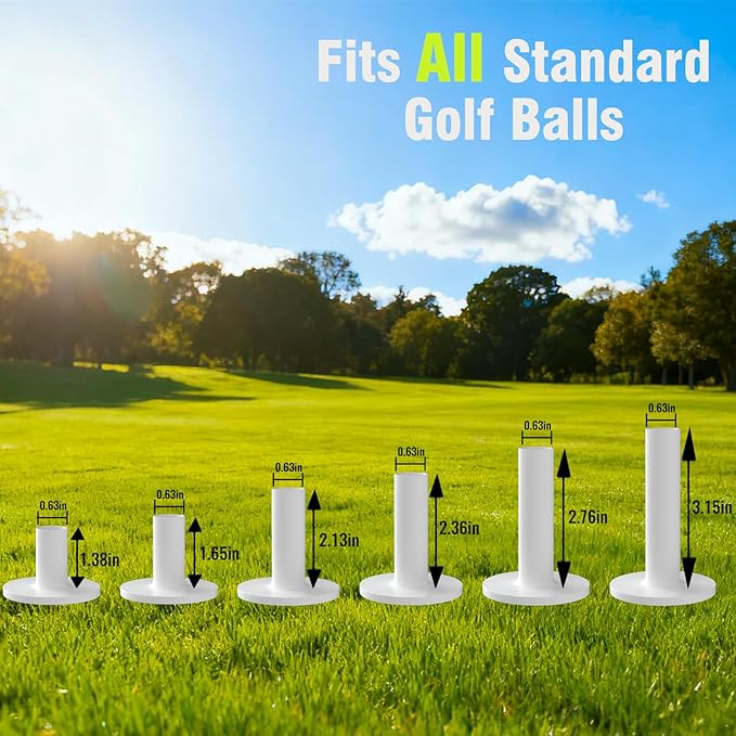 Rubber Golf Tees for Mats, Durability and Stability, Suitable Golf Tee Holder for Driving Range & Simulator, 6pc Mixed Sizes, Reusable Golf Mat Tee - Golf Accessories for Indoor & Outdoor