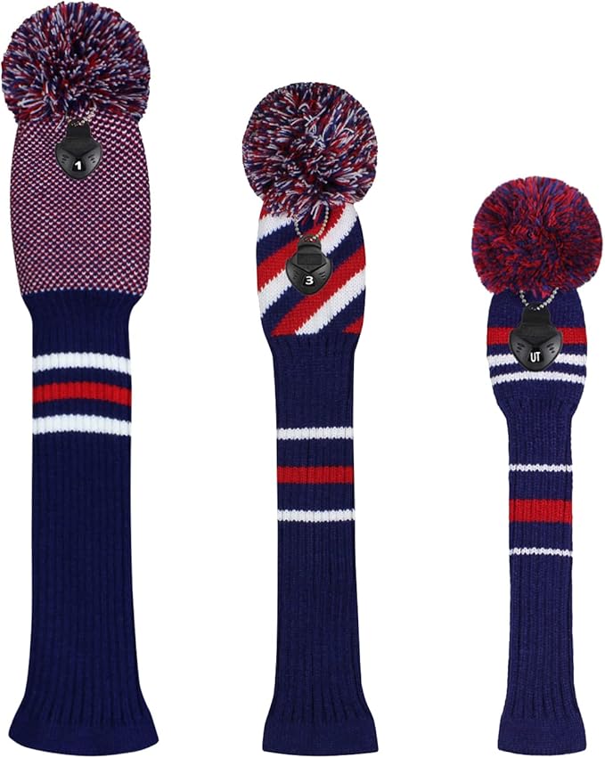Scott Edward Knit Golf Head Covers for Woods Set of 3 Fits Well Driver(460cc) Fairway Wood and Hybrid(UT) The Perfect Change for Golf Bag