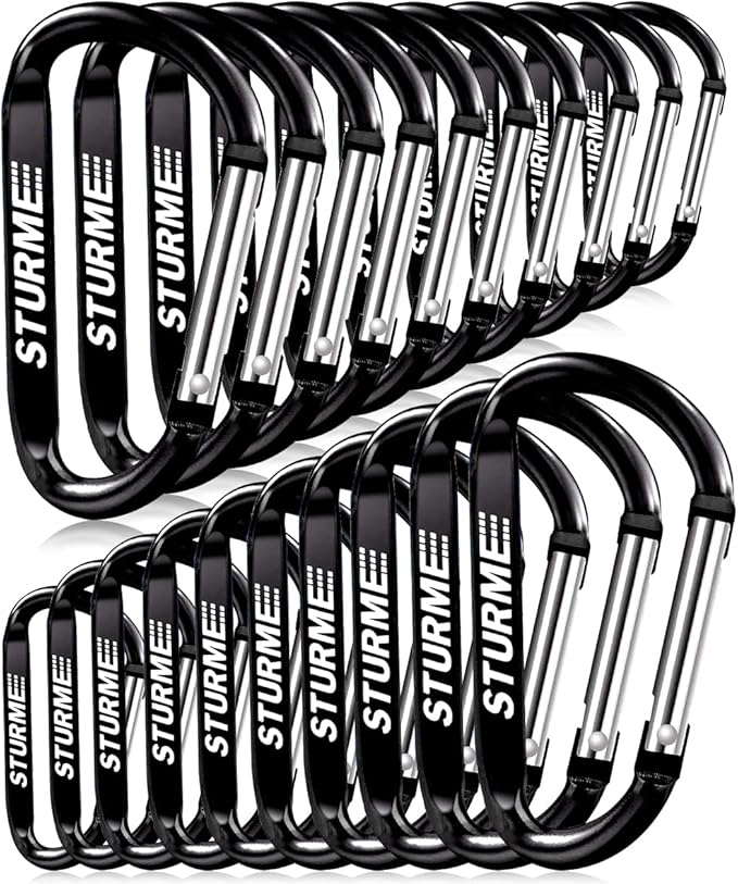 20pcs 2.7" Carabiner Clip Durable Carabeaner Hooks Small Carabiner D Clip