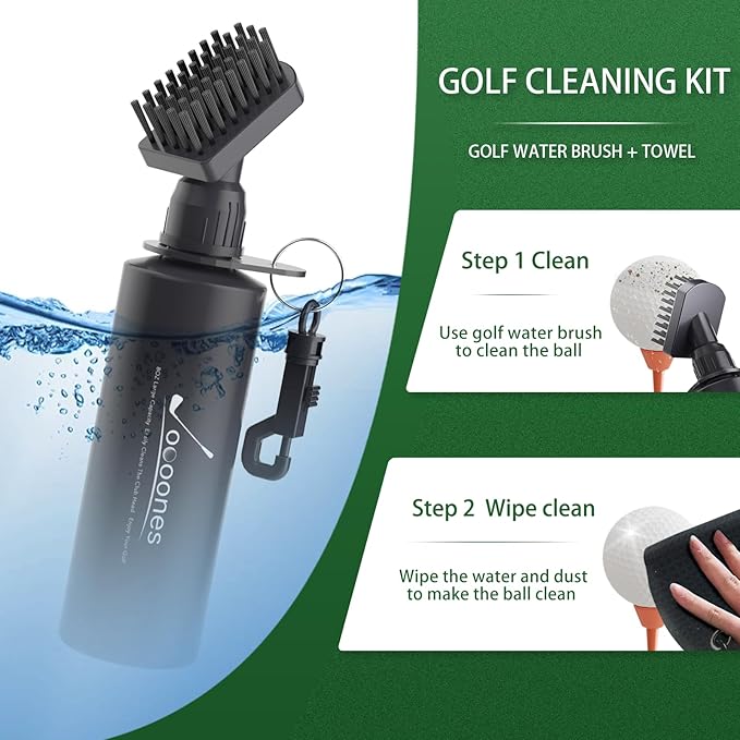 Golf Club Cleaning Kit Golf Brush and Microfiber Towel Soft Fabric Strong Absorbent Quick-Drying Solid Clip Easy to Use Golf Accessory (About 30x30in) Gifts for Golfer Golf Gift