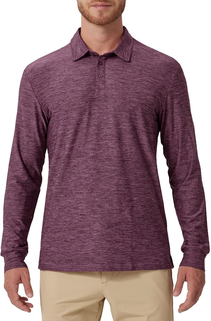 NAVISKIN Men's Polo Shirts Long Sleeve Golf Shirts with Collar UPF 50 SPF Shirt for Men Quick Dry Moisture Wicking
