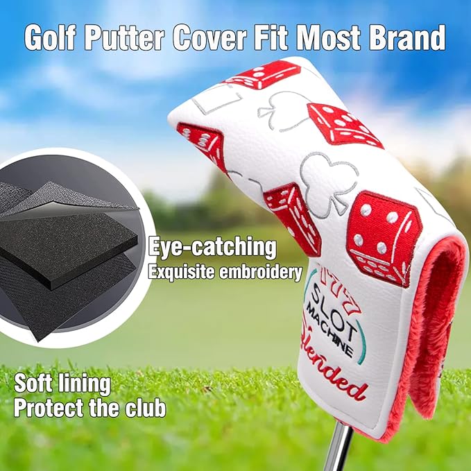 Golf Club Covers Lucky 777 Blade Putter Headcover Golf Driver Covers Fairway Wood Headcover Hybrid Head Cover Blade Putter Cover Leather 3 Wood Headcovers Golf Headcovers for All Brand