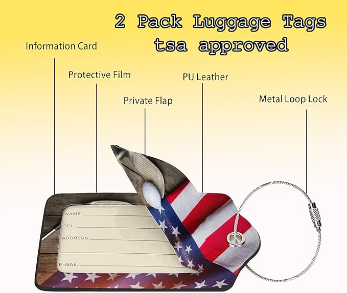TSA Approved Luggage Tags for Suitcases Golf Flag 2 Pack Funny Leather Carnival Cruise Airport Cute Travel Name Tags Golf Bag tag Ships Essentials Privacy Cover ID Label for Women Men