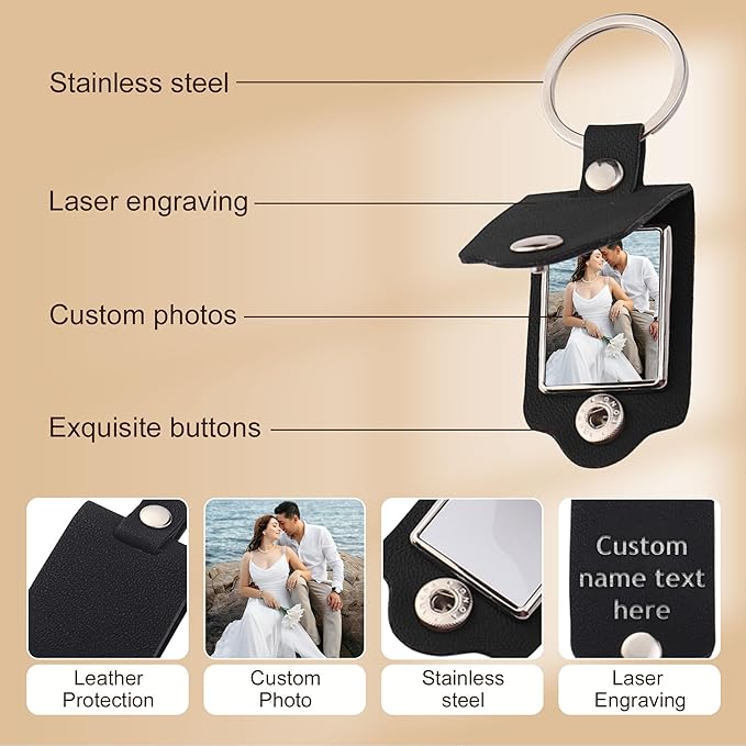 Custom Keychains with Picture Personalized Photo Logo Text Customized Key Chain for Boyfriend Dad Men Women Gifts