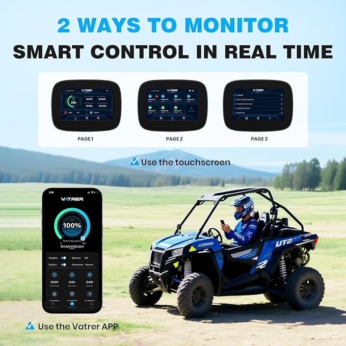 48 Volt Lithium Battery for Golf Cart, Upgraded 300A BMS, 600A Peak, Parallel Ready, 6000+ Cycles, Max 15.36kW Power Output, 3C Discharge, LCD Display & App, Perfect for UTV, Golf Carts