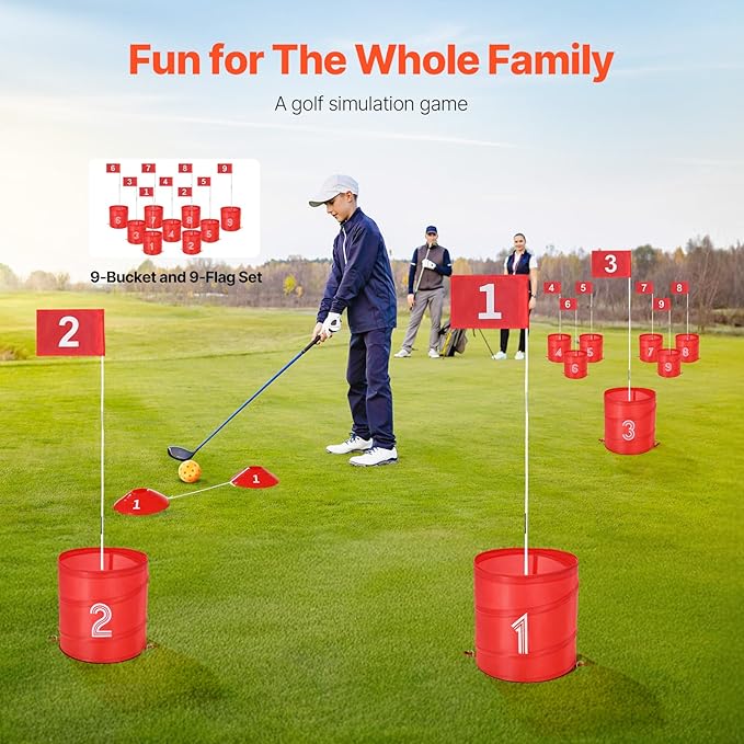 VEVOR Backyard Golf Game, 9 Hole Golf Course, Golf Game Practice Games, Golf Chipping Game for Family, Adults and Kids, Portable Outdoor Yard Golf Game for Lawn, Yard, Camping, Park, Beach