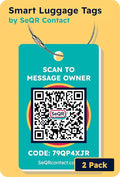 Smart Luggage Tags | Privacy QR Code Luggage Tag Keeps Personal info Private | Customizable Travel Suitcase Tags for Women Men | Use with GPS Bag Locator Tracking Tags, Air Tag for Android or iOS