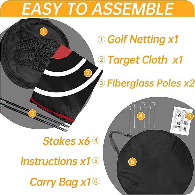 Gagalileo Golf Pop-Up Hitting Cage: 8x7x7FT Practice Net with Target Portable Backyard Garage Training for Driving Chipping Swing Beginners & Golf Enthusiasts